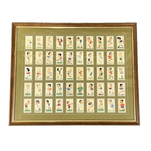 292A - Three framed Player Footballers cigarette card sets with Football Caricatures by 