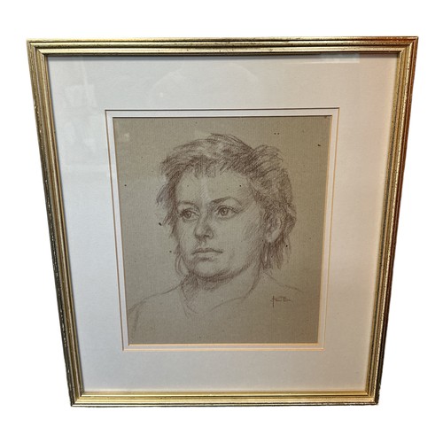 326A - John Blizzard (British) – Pair of framed chalk on paper portraits by local artist John Blizzard, Str... 