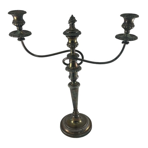 191A - 18th/ early 19th century Sheffield plate three light candelabra by Matthew Boulton, stamped with a d... 