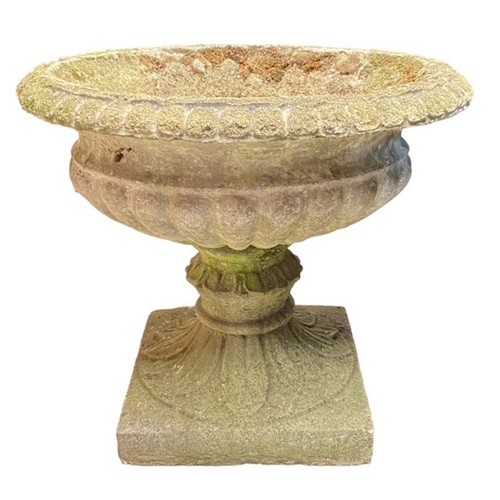 51A - A concrete pedestal urn/planter, height 40cm, diameter 45cm.