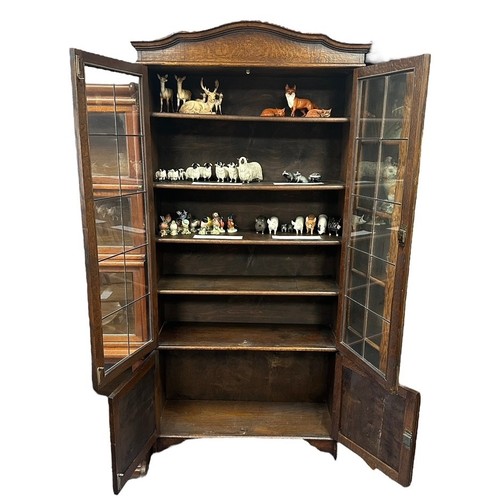 449 - Glazed display cabinet with two doors and 2-door cupboard below, width 90cm, depth 30cm, height 190c... 