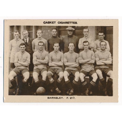 205 - Pattreiouex 1922 Football Teams - two cards, Barnsley No.F217 & Hull City No.F219, in very good to e... 