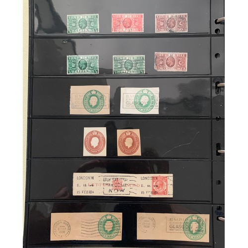 82 - Stamps on Stockleaves in brown 4 ring binder, 1840 - 1970 with 1840 1d black (2), 1840 2d blue, 1841... 