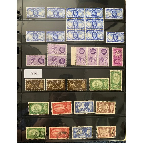 82 - Stamps on Stockleaves in brown 4 ring binder, 1840 - 1970 with 1840 1d black (2), 1840 2d blue, 1841... 