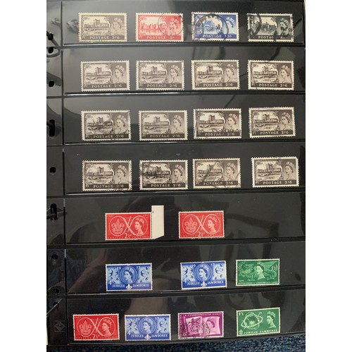 82 - Stamps on Stockleaves in brown 4 ring binder, 1840 - 1970 with 1840 1d black (2), 1840 2d blue, 1841... 