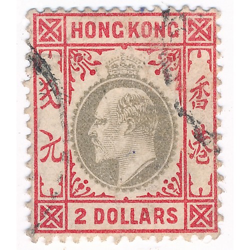 49 - Hong Kong - 1903 wmk crown CA $2 slate and scarlet used, (SG 73) Cat. £350.