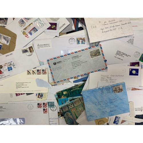 10 - Very untidy collection of covers and stamps, to include; a Royal Mail Stamp Album with small quantit... 