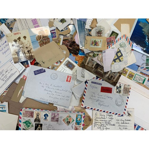 10 - Very untidy collection of covers and stamps, to include; a Royal Mail Stamp Album with small quantit... 