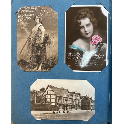 178 - Old postcard collection in Post Card Album including; fair quantity of Greetings, Stratford, ‘Sands ... 