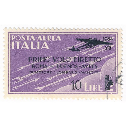 52 - Italy – 1934 Air Rome-Buenos Aires Flight ovpt set of four, used. (SG 391-394), Cat. £700.