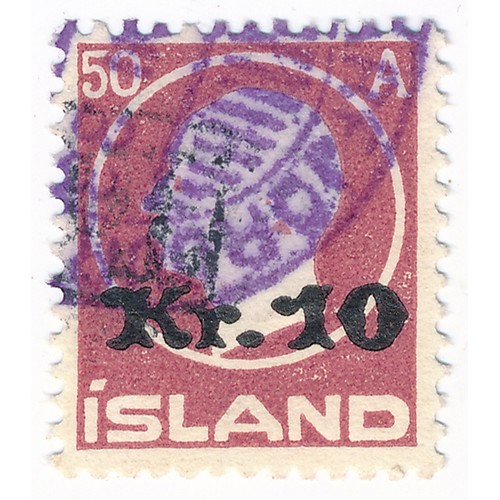 51 - Iceland – 1921-30 10k on 50a Claret, used. (SG 148), Cat. £425.