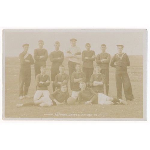 179 - Easton (Dorset), Reforne United F.C. 1911-12, black and white photographic early postcard of the Ref... 