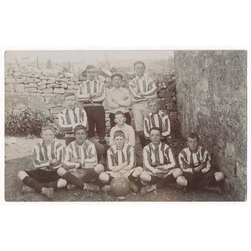 184 - Portland, Portland Rovers F.C. 1907-8 Junior team, black and white photographic early postcard of th... 