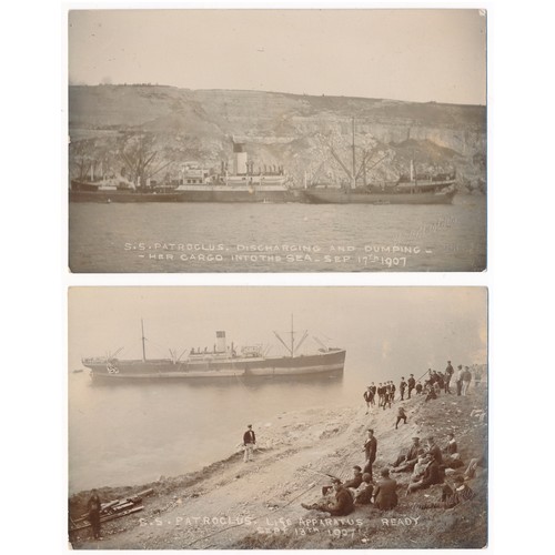 186 - Portland, S.S. Patroclus Shipwreck, pair of photographic black and white postcards relating to the S... 