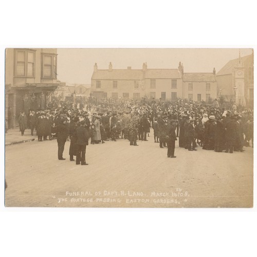 189 - Portland, Funeral of Capt. R. Lano, March 14th 1908, “The Cortege passing Easton Gardens”. Black and... 