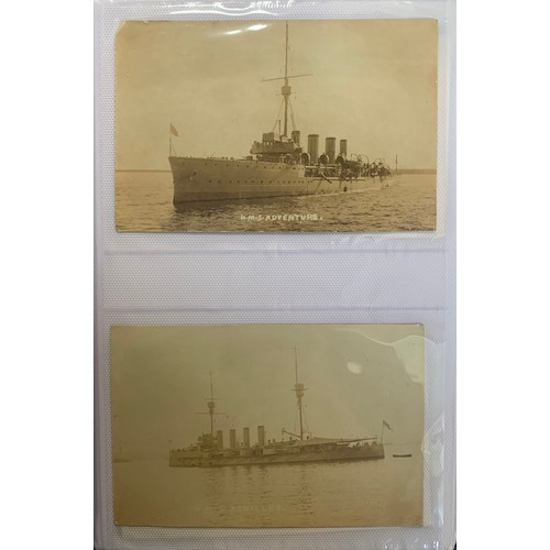 180 - Miscellaneous postcards with Ships (HMS Adventure, HMS Achilles, HMS Vanguard, HMS Imperieuse, HMS N... 