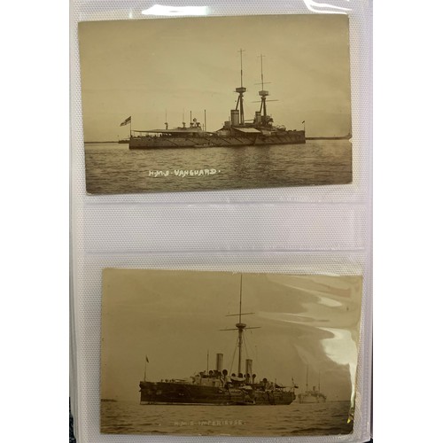 180 - Miscellaneous postcards with Ships (HMS Adventure, HMS Achilles, HMS Vanguard, HMS Imperieuse, HMS N... 