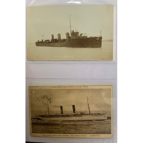 180 - Miscellaneous postcards with Ships (HMS Adventure, HMS Achilles, HMS Vanguard, HMS Imperieuse, HMS N... 