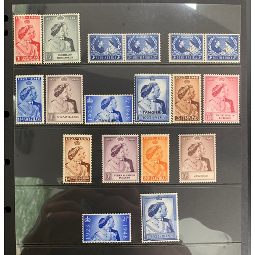 14 - British Commonwealth – Omnibus 1948 RSW (Royal Silver Wedding) sets Mounted Mint in Harrington & Byr... 