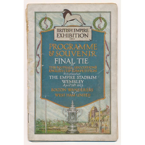 167 - 1923 FA Cup Final – Bolton v West Ham April 28th 1923, FA Cup final programme. The First ever match ... 