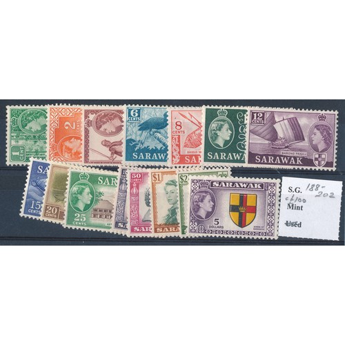 59 - Sarawak – 1955-59 set to $5 Mint. (SG 188-202) Cat. £95.