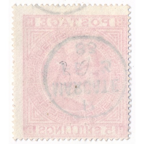 91 - Great Britain – 1867 5/ Rose Plate 2 Fine Used with ‘Margate’ 3rd Feb 1883 C.D.S. postmark. (SG 127)... 