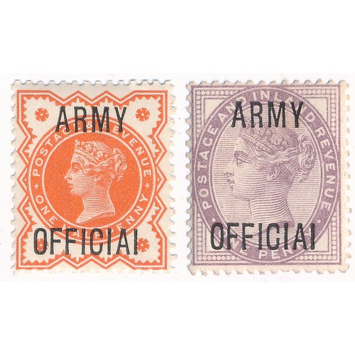 96 - Great Britain – Officials 1896-01 ½ d vermillion & 1d lilac Army Official ovpt Officials, both havin... 