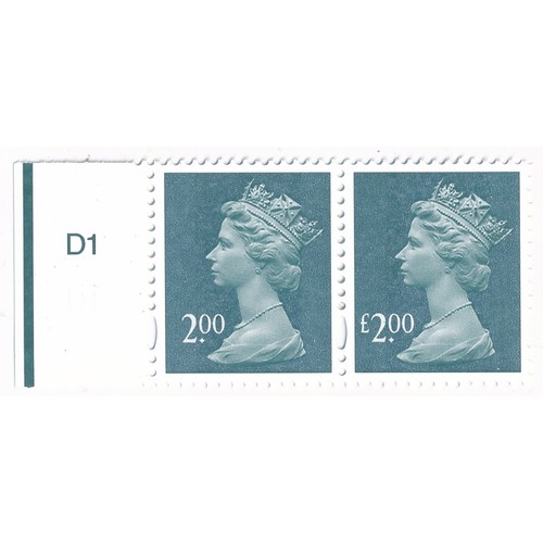 126 - Great Britain – 2003 £2 Machin “Missing ‘£’ Sign” Error in marginal pair, UM Unmounted Mint. (SG Y17... 