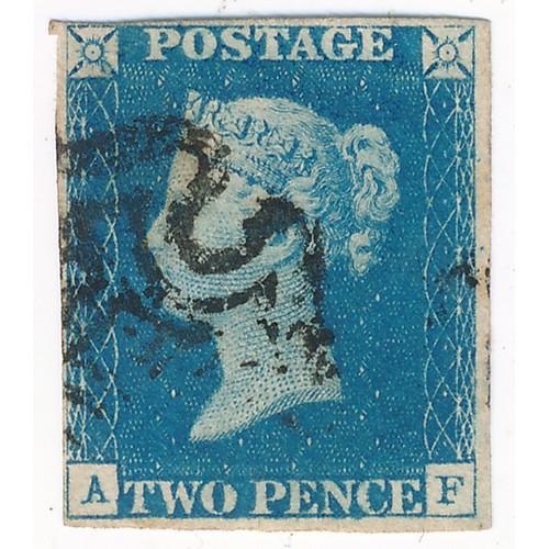 88 - Great Britain – 1840 2d Blue, Fine Used black Maltese Cross cancellation, four margins. In Harringto... 