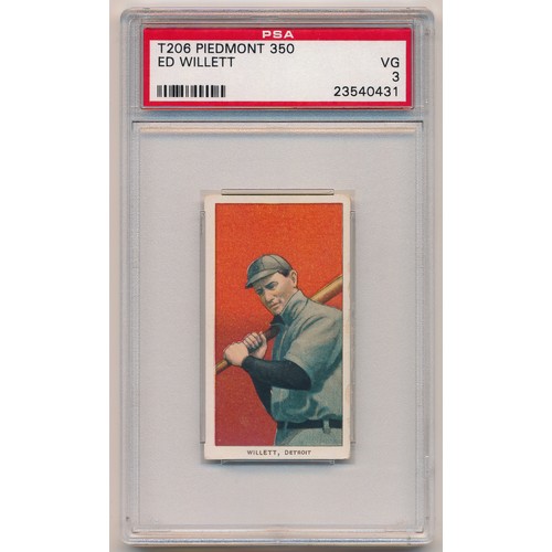 220 - American Tobacco Company Baseball Series T206 single card, Piedmont back- Ed Willett, Detroit - PSA ... 