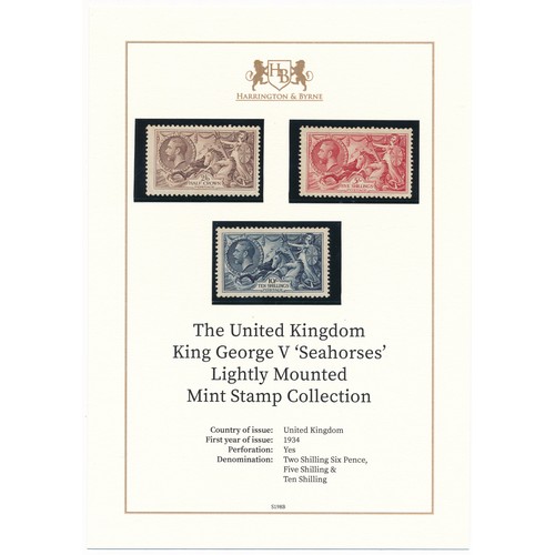 102 - Great Britain – 1934 Re-engraved Seahorses set to 10/ fine Mint. (SG 450-452), Cat. £1,000. In Harri... 