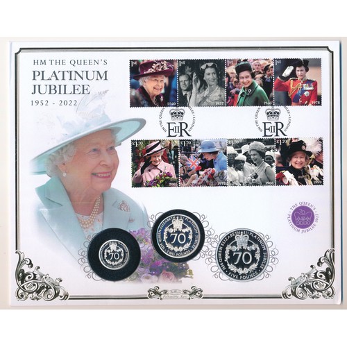 135 - Great Britain – 2022 Queen Elizabeth II’s Platinum Jubilee Silver Proof 3-Coin Cover (6th Feb 2022).... 