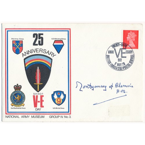 145 - 1970 V-E Day 25th Anniversary cover signed by Field Marshal Bernard Law Montgomery, 1st Viscount Mon... 