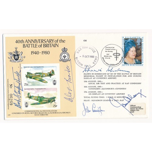 153 - 1980 40th Anniversary of the Battle of Britain 1940-1980 Flown cover signed by Bob Stanford Tuck (Fl... 