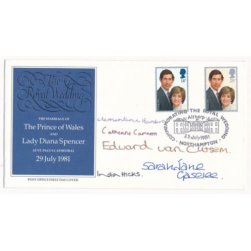 154 - 1981 The Royal Wedding First Day Cover signed by five bridesmaids and page boy; Edward van Cutsem, C... 