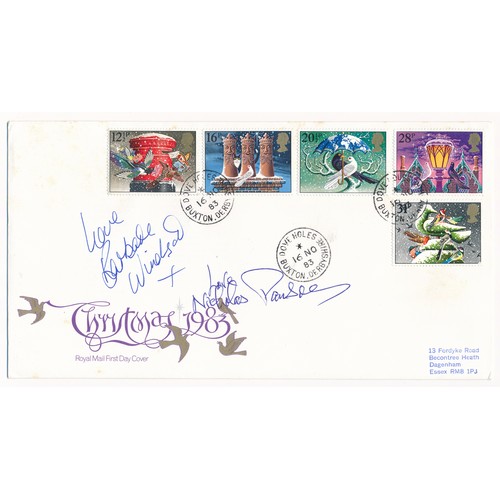 157 - 1983 Christmas 1983 First Day Cover signed by Barbara Windsor (1937-2000) and Nicholas Parsons (1923... 