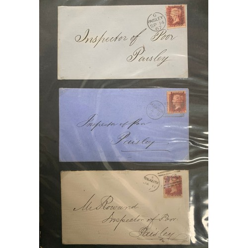 89 - Great Britain – QV album of Penny Reds on covers, addressed to Paisley. Total quantity 10. With furt... 