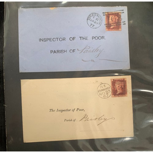 89 - Great Britain – QV album of Penny Reds on covers, addressed to Paisley. Total quantity 10. With furt... 