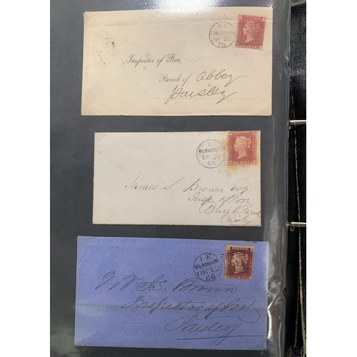 89 - Great Britain – QV album of Penny Reds on covers, addressed to Paisley. Total quantity 10. With furt... 