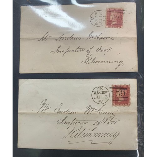 89 - Great Britain – QV album of Penny Reds on covers, addressed to Paisley. Total quantity 10. With furt... 