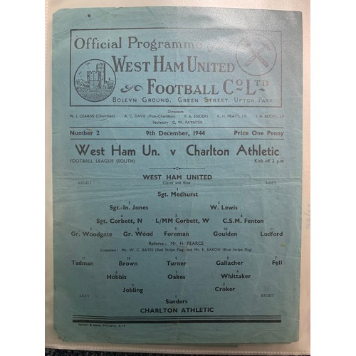 170 - West Ham United – 1944-1958 collection of various West Ham United mostly all Home fixtures, mixed co... 