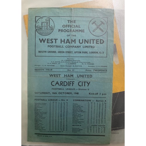 170 - West Ham United – 1944-1958 collection of various West Ham United mostly all Home fixtures, mixed co... 