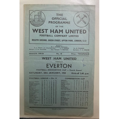 170 - West Ham United – 1944-1958 collection of various West Ham United mostly all Home fixtures, mixed co... 