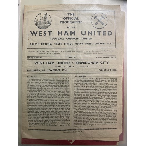 170 - West Ham United – 1944-1958 collection of various West Ham United mostly all Home fixtures, mixed co... 