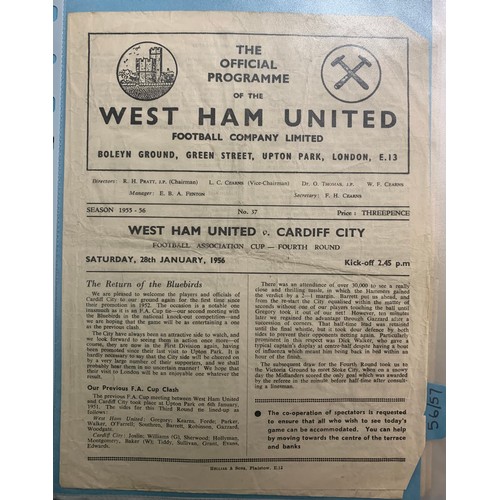 170 - West Ham United – 1944-1958 collection of various West Ham United mostly all Home fixtures, mixed co... 