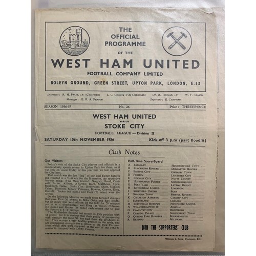 170 - West Ham United – 1944-1958 collection of various West Ham United mostly all Home fixtures, mixed co... 