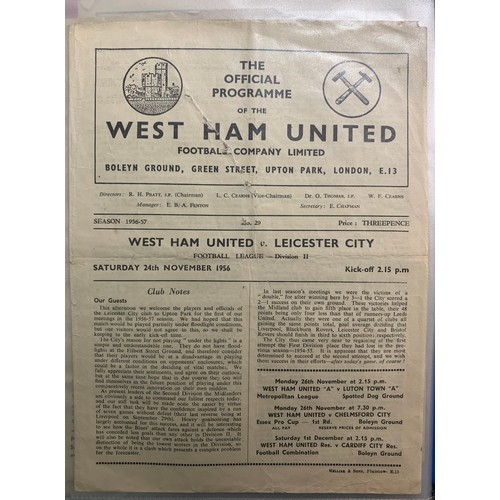 170 - West Ham United – 1944-1958 collection of various West Ham United mostly all Home fixtures, mixed co... 