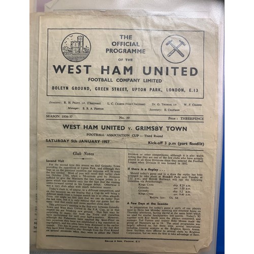 170 - West Ham United – 1944-1958 collection of various West Ham United mostly all Home fixtures, mixed co... 