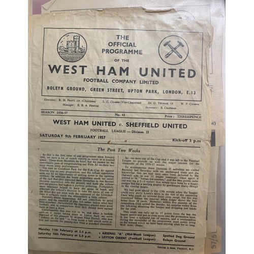 170 - West Ham United – 1944-1958 collection of various West Ham United mostly all Home fixtures, mixed co... 