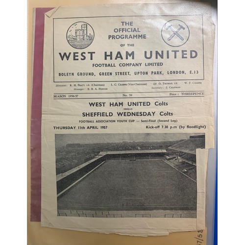 170 - West Ham United – 1944-1958 collection of various West Ham United mostly all Home fixtures, mixed co... 